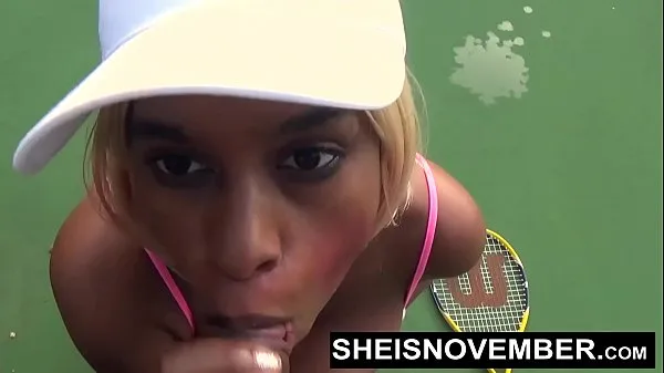 XXX I'm Sucking A Stranger Big Cock POV On The Public Tennis Court For Beating Me, Busty Ebony Whore Sheisnovember Giving A Blowjob With Her Large Natural Tits And Erect Nipples Out, Exposing Her Big Ass With Upskirt While Walking by Msnovember klipek klipek