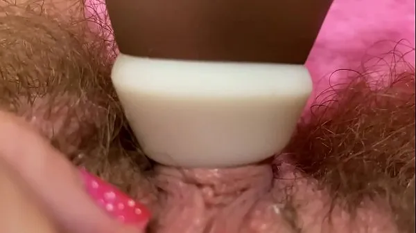 XXX Huge pulsating clitoris orgasm in extreme close up with squirting hairy pussy grool play کلپس کلپس