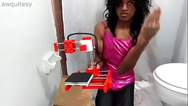 XXX Cute TS Femboy Sissy Trap Unboxes 3D Printer in Swimsuit Tights! Sexy Nerdy Transgirl Babe SFW Hands on POV Unbox Video क्लिप क्लिप्स