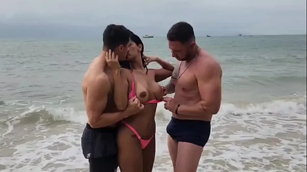 XXX I was at the beach enjoying the day when I found 2 hot guys and gave it to them right there clip Clips