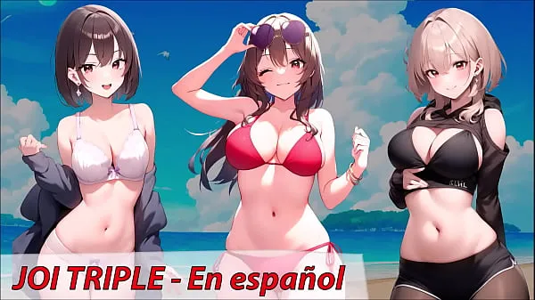 XXX JOI hentai, three friends want to masturbate you, in Spanish clips Clips