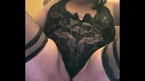 XXX Fat French sissy Jinna plays with a big black toy in lingerie clip Clips